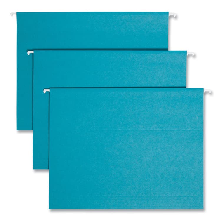 SMEAD MANUFACTURING CO. Colored Hanging File Folders with 1/5 Cut Tabs, Letter Size, 1/5-Cut Tabs, Teal, 25/Box (SMD64074)