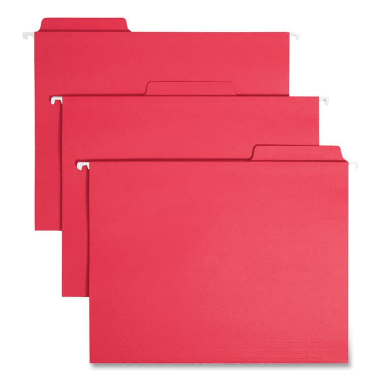 SMEAD MANUFACTURING CO. FasTab Hanging Folders, Letter Size, 1/3-Cut Tabs, Red, 20/Box (SMD64096)
