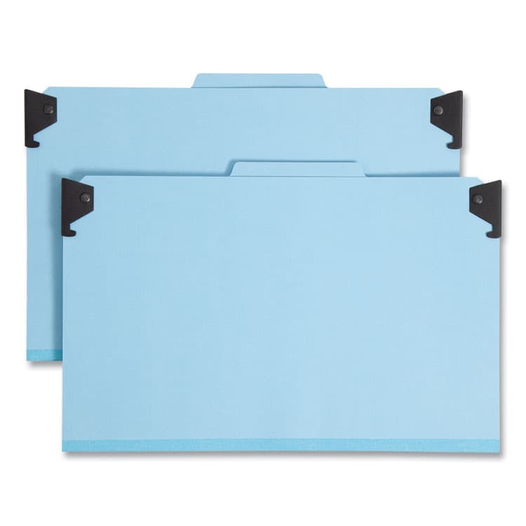 SMEAD MANUFACTURING CO. FasTab Hanging Pressboard Classification Folders, 2 Dividers, Legal Size, Blue (SMD65165)