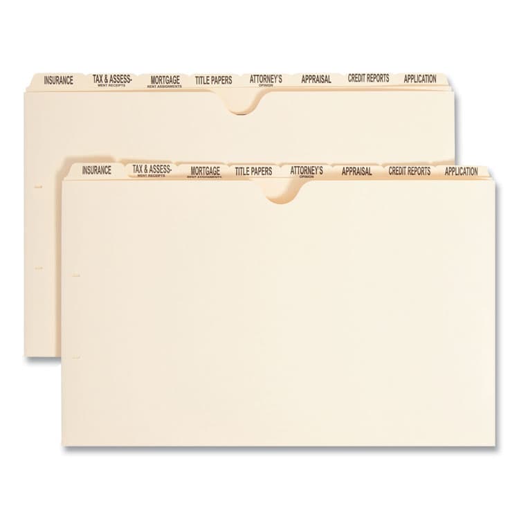 SMEAD MANUFACTURING CO. Replacement Pressboard Mortgage File Dividers, Punched for K-Style Fasteners, Legal Size, Manila, 8 Dividers/Set, 12 Sets/Box (SMD78278)