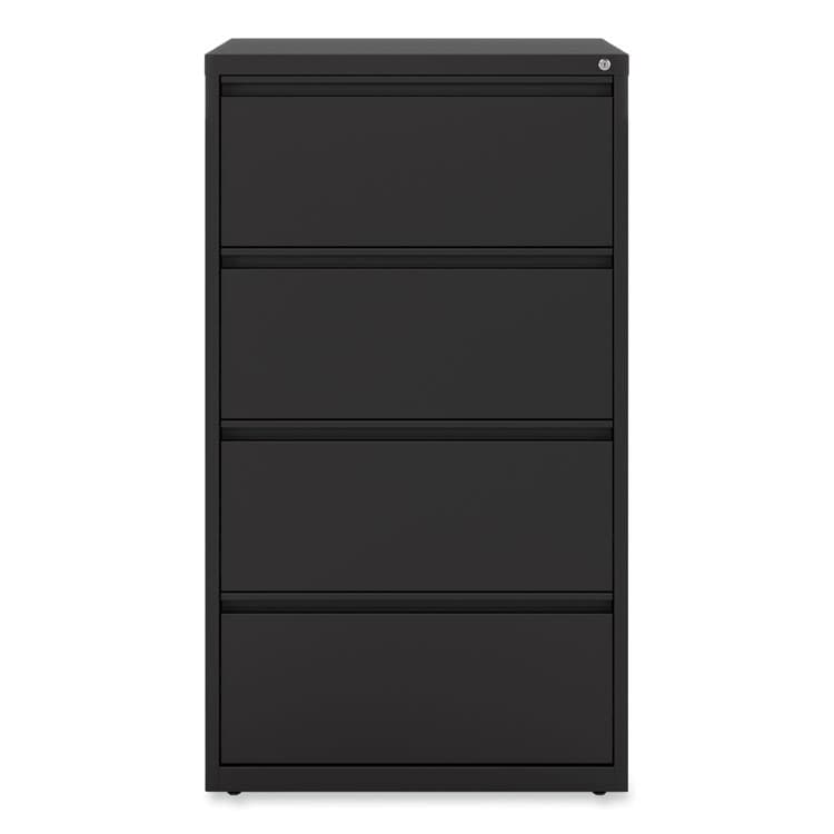 ALERA Lateral File, 4 Legal/Letter-Size File Drawers, Black, 30" x 18.63" x 52.5" (ALEHLF3054BL)