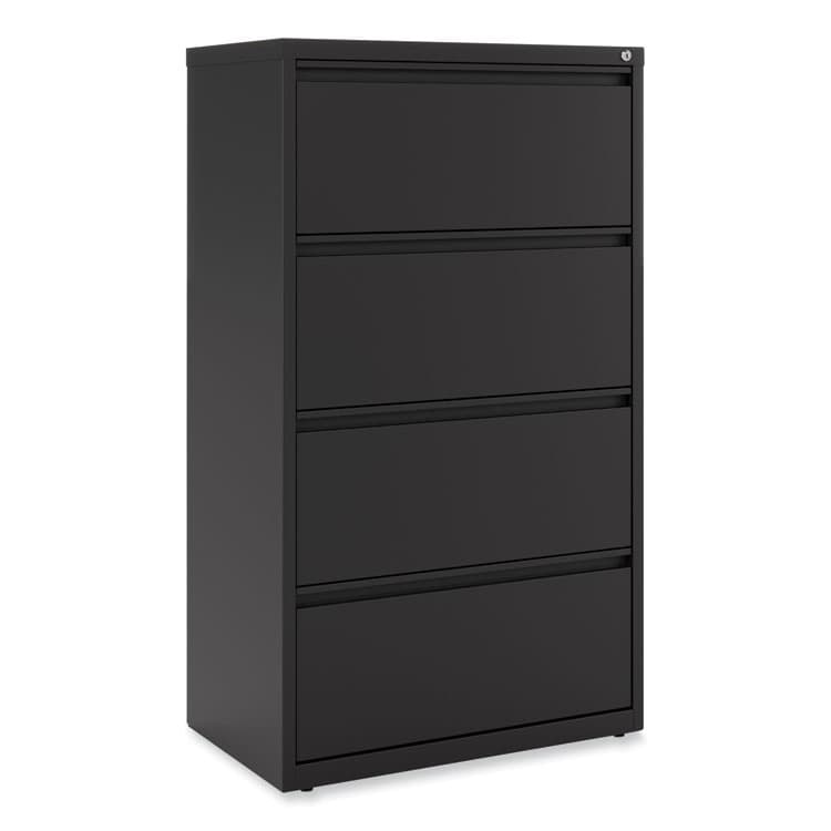 ALERA Lateral File, 4 Legal/Letter-Size File Drawers, Black, 30" x 18.63" x 52.5" (ALEHLF3054BL) thumbnail 2