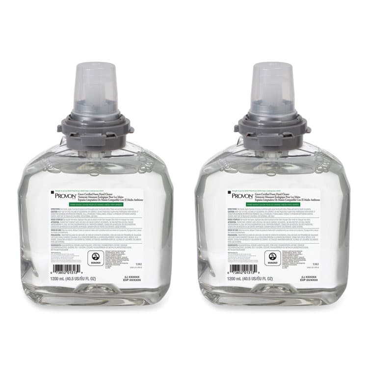 GO-JO INDUSTRIES Green Certified Foam Hand Cleaner Refill, Fragrance-Free, 1,200 mL, 2/Carton (GOJ538202)