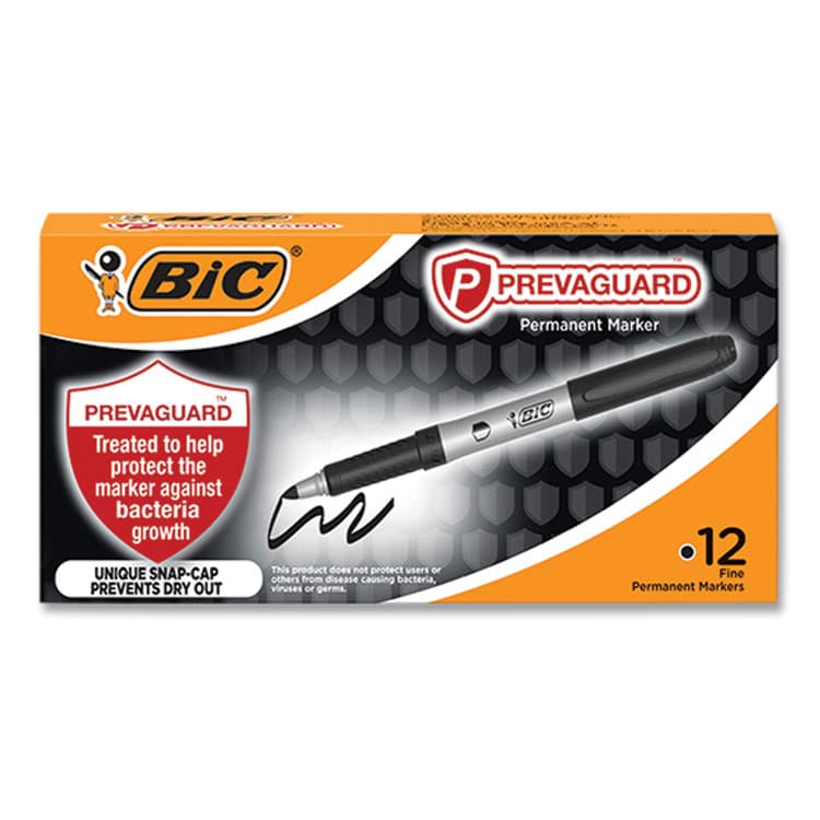 BIC CORP. PrevaGuard Permanent Marker, Fine Bullet Tip, Black, 12/Pack (BICGAPM11BLK) thumbnail 2
