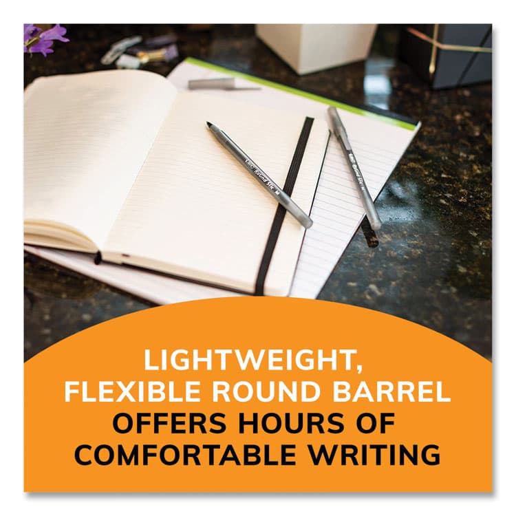 BIC CORP. Round Stic Xtra Life Ballpoint Pen, Stick, Medium 1 mm, Black Ink, Translucent Black Barrel, 144/Pack (BICGSM144AZBLK) thumbnail 3