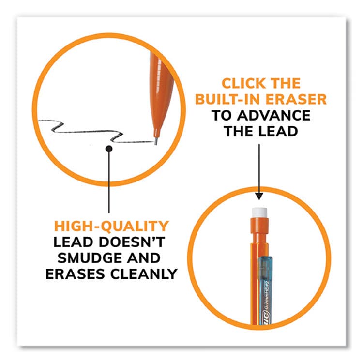 BIC CORP. Xtra-Smooth Bright Edition Mechanical Pencils, 0.7 mm, HB (#2), Black Lead, Assorted Barrel Colors, 24/Pack, 6 Packs/Carton (BICMPCE144EBLK) thumbnail 3