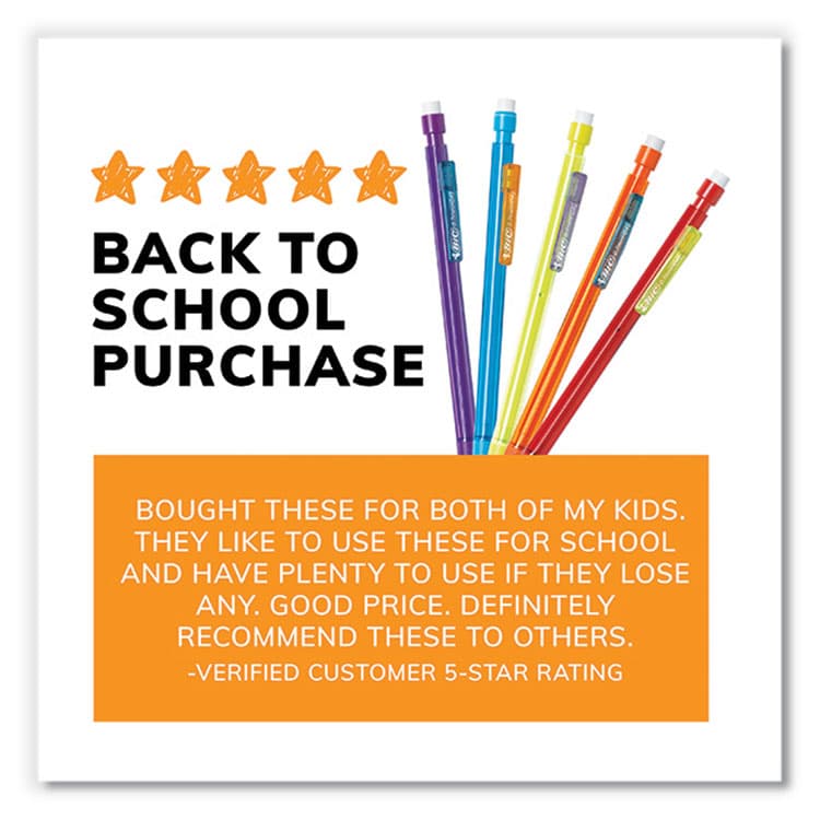 BIC CORP. Xtra-Smooth Bright Edition Mechanical Pencils, 0.7 mm, HB (#2), Black Lead, Assorted Barrel Colors, 24/Pack, 6 Packs/Carton (BICMPCE144EBLK) thumbnail 4