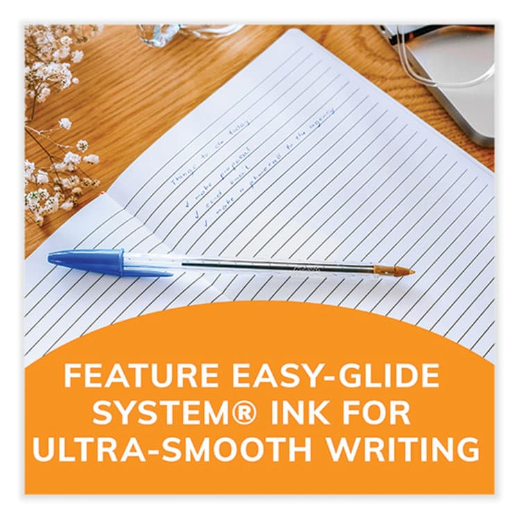 BIC CORP. Cristal Xtra Smooth Ballpoint Pen, Stick, Medium 1 mm, Blue Ink, Clear Barrel, 144/Pack (BICMS144EBLU) thumbnail 3