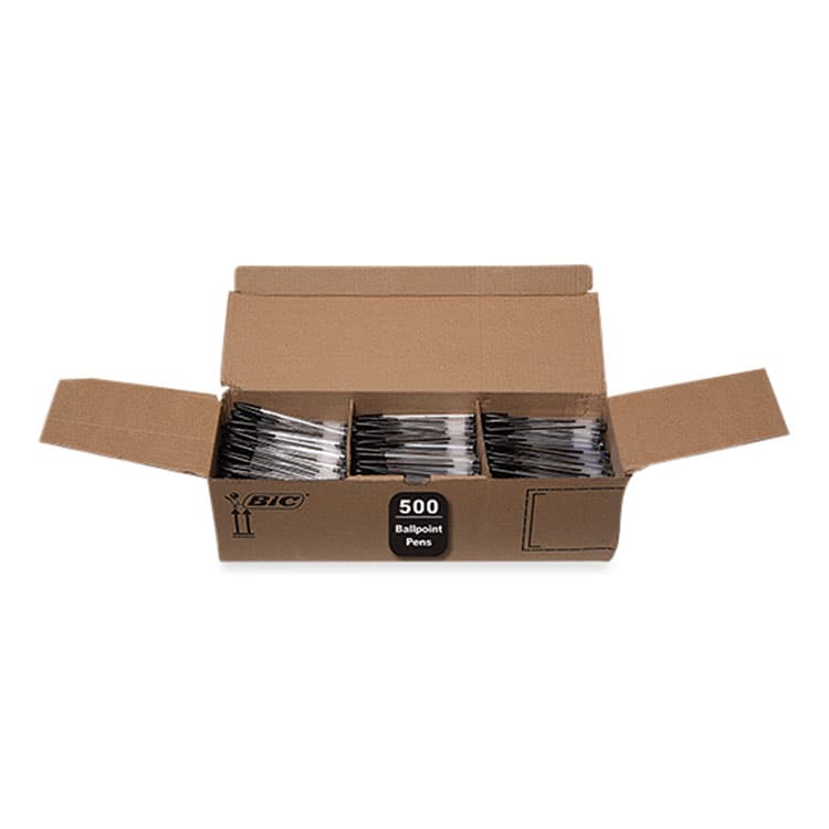 BIC CORP. Cristal Xtra Smooth Ballpoint Pen, Stick, Medium 1 mm, Black Ink, Clear Barrel, 500/Pack (BICMS500EBLK)