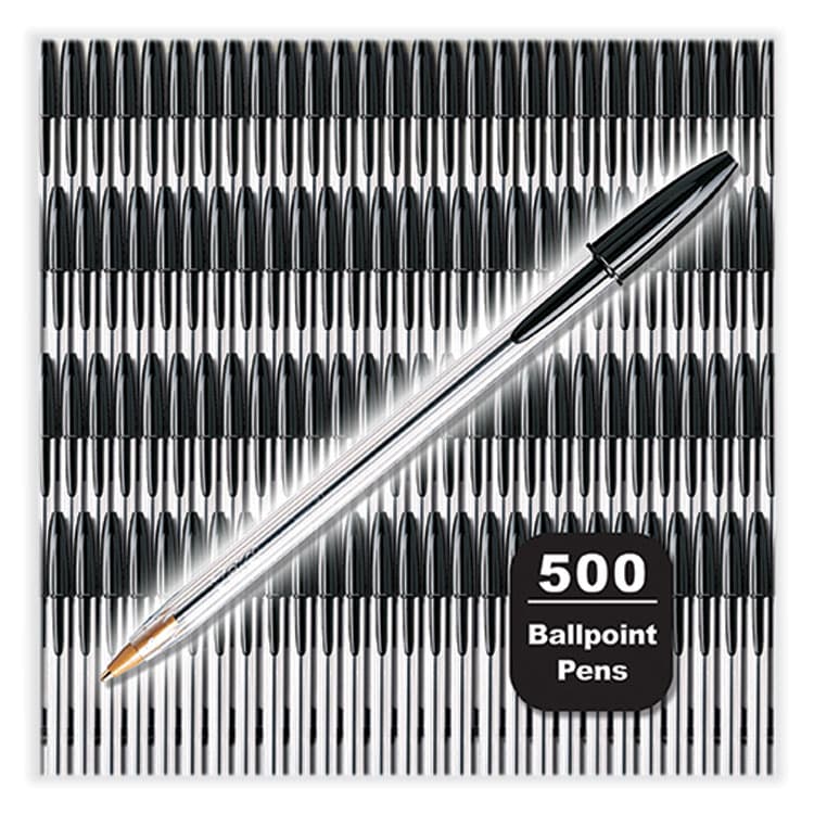 BIC CORP. Cristal Xtra Smooth Ballpoint Pen, Stick, Medium 1 mm, Black Ink, Clear Barrel, 500/Pack (BICMS500EBLK) thumbnail 2