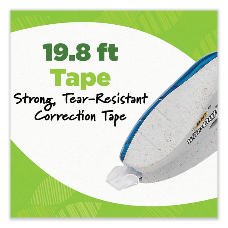 BIC CORP. Wite-Out Brand ECOlutions Mini Correction Tape, Non-Refillable, 0.2" x 19.8 ft, White Tape, White/Blue Dispenser, 2/Pack (BICWOET21WHI) thumbnail 4