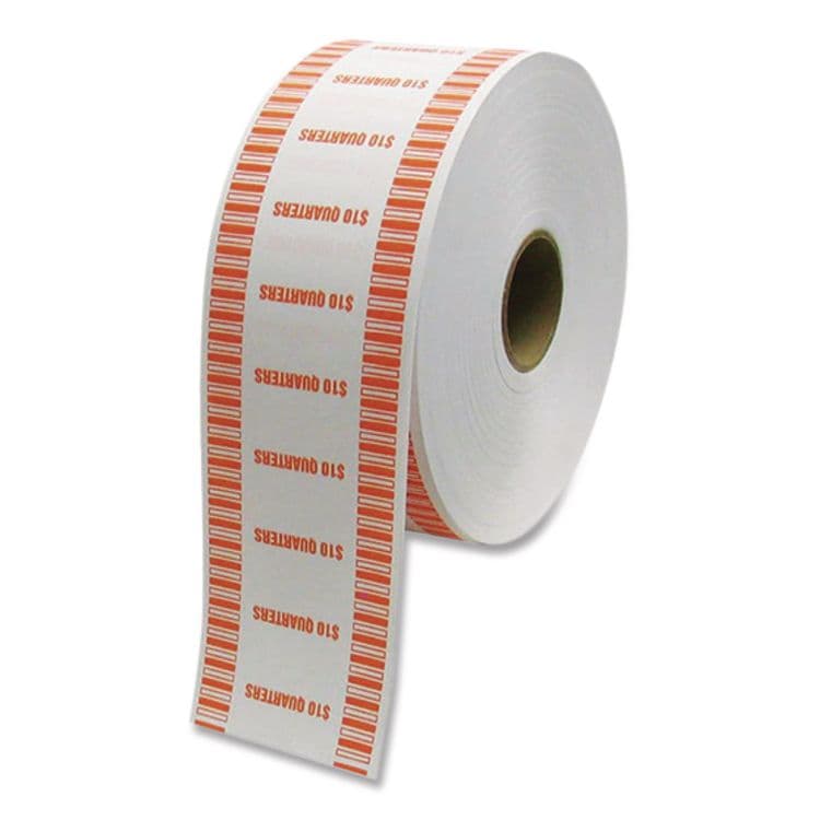 CONTROLTEK Automatic Coin Wrapper Roll for Coin Wrapping Machines, Quarters, Orange/Kraft, Approx 2,000 Wrappers/Roll, 8 Rolls/Carton (CNK575037)