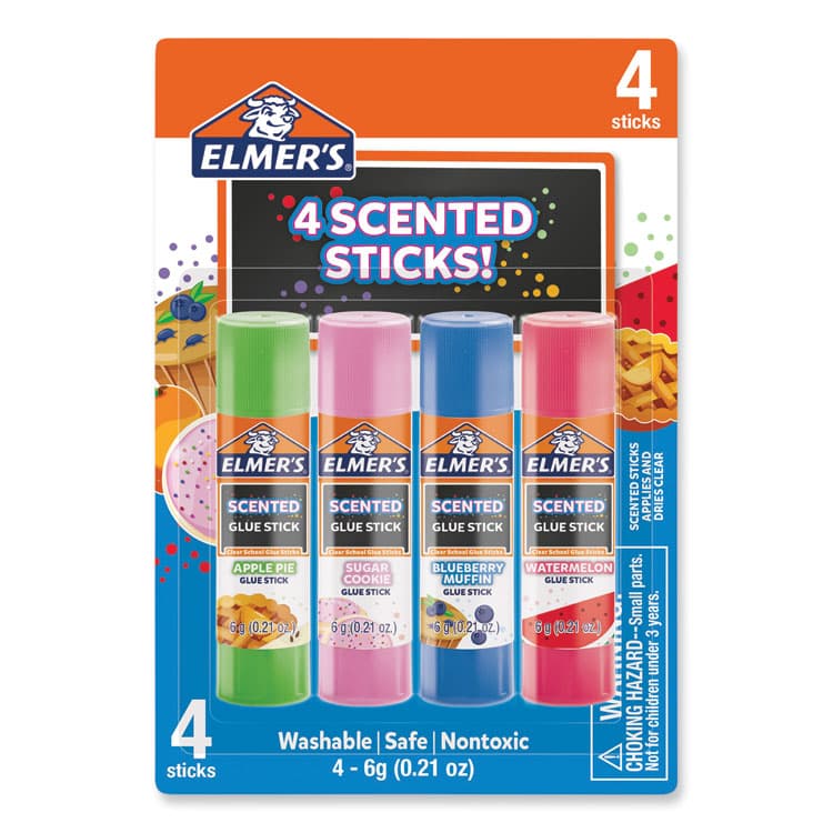 ELMER'S PRODUCTS, . Scented Glue Sticks, 0.21 oz, Dries in Assorted Colors, 4 Scents (EPI2142958)