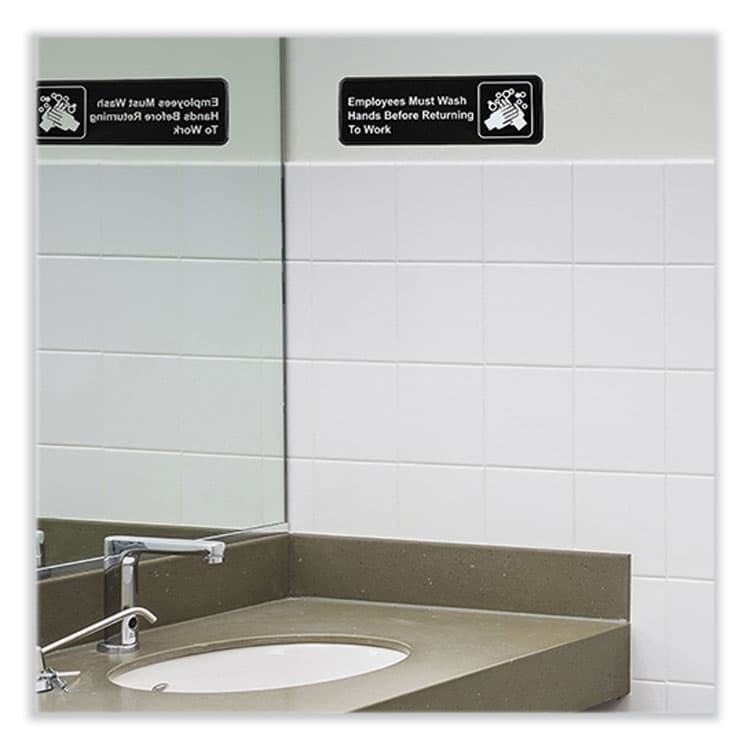 EXCELLO GLOBAL PRODUCTS Indoor/Outdoor Restroom with Braille Text, 6" x 9", Black Face, White Graphics, 3/Pack (EXOHD0049S) thumbnail 4