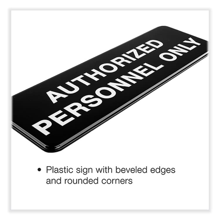 EXCELLO GLOBAL PRODUCTS Authorized Personnel Only Indoor/Outdoor Wall Sign, 9" x 3", Black Face, White Graphics, 3/Pack (EXOHD0262S) thumbnail 3