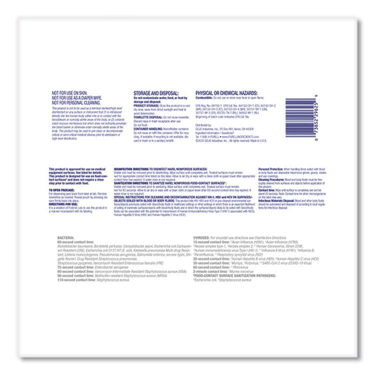 GO-JO INDUSTRIES Healthcare Surface Disinfecting Wipes, 1-Ply, 7 x 10, Unscented, White, 72/Pack (GOJ937012) thumbnail 2