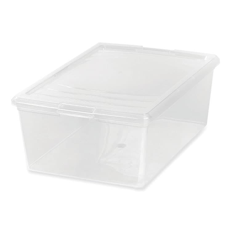 IRIS USA, 13.5 Qt. Lift-Off Lid Storage Tote, 10.6" x 16.1" x 5.9", Clear/Gray (IRS100119)