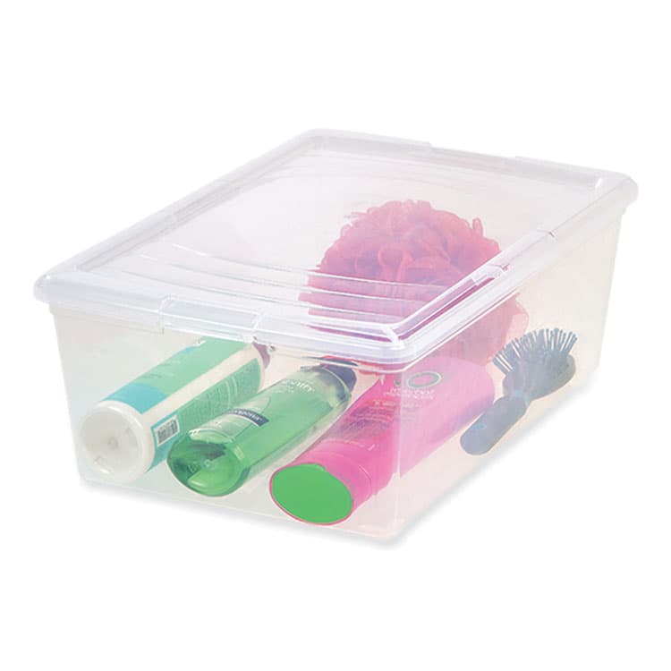 IRIS USA, 13.5 Qt. Lift-Off Lid Storage Tote, 10.6" x 16.1" x 5.9", Clear/Gray (IRS100119) thumbnail 3