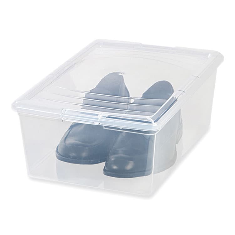 IRIS USA, 13.5 Qt. Lift-Off Lid Storage Tote, 10.6" x 16.1" x 5.9", Clear/Gray (IRS100119) thumbnail 4