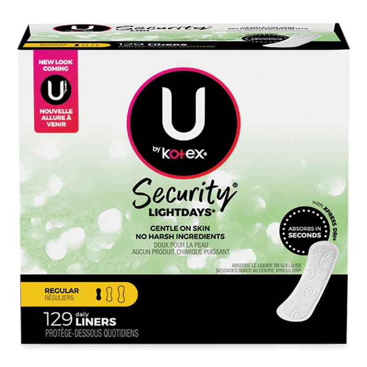 KIMBERLY CLARK U by Kotex Security Lightdays Liners, Unscented, Light Absorbency, 129/Pack (KCM49060)