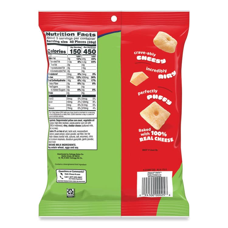KEEBLER COMPANY Puff'd Crackers, White Cheddar, 3 oz Bag, 6/Carton (KEB00024) thumbnail 3