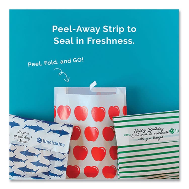3GREENMOMS, LLC Peel and Seal Sandwich Bag with Closure Strip, 6.3" x 2" x 7.9", Red Apples/White, 50/Box (LCH854735005911) thumbnail 2