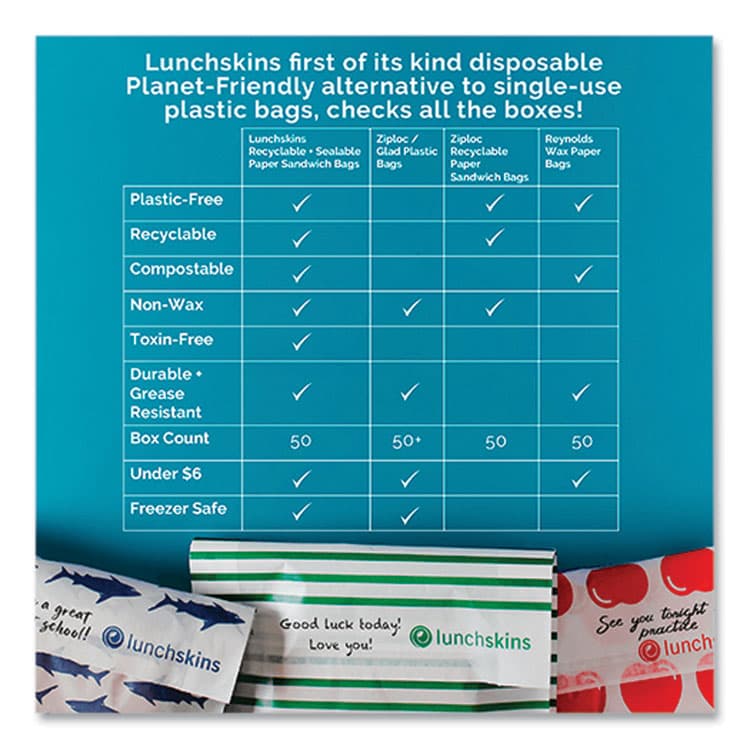 3GREENMOMS, LLC Peel and Seal Sandwich Bag with Closure Strip, 6.3" x 2" x 7.9", Red Apples/White, 50/Box (LCH854735005911) thumbnail 3