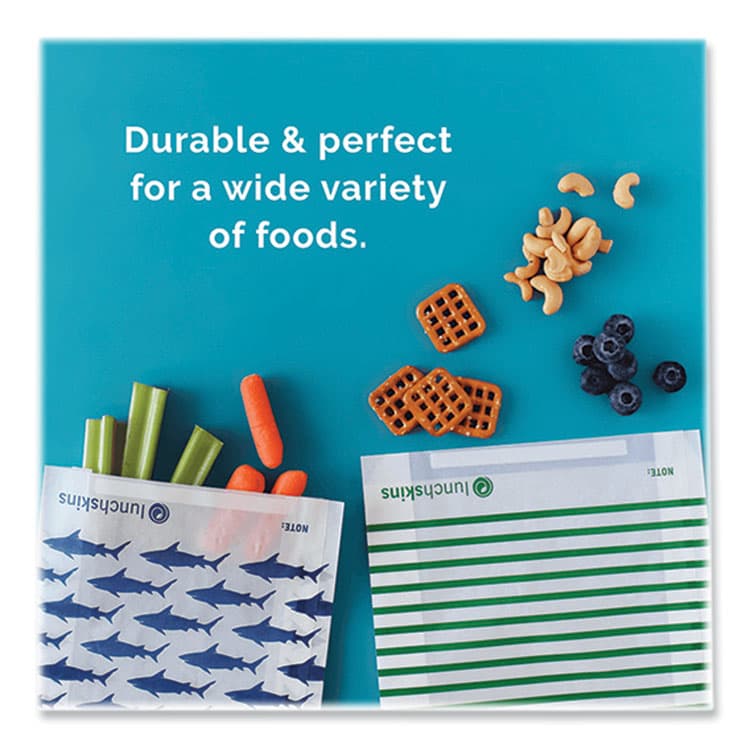 3GREENMOMS, LLC Paper Sandwich Bag, XL Sandwich, 7.1" x 2" x 9.4", Green Stripes/White, 50/Box (LCH865772000494) thumbnail 3