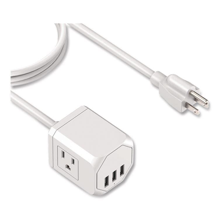 LAX GADGETS 3-Outlet 3-USB Port Surge Protector, 3 AC Outlets/3 USB Ports, 5 ft Cord, White (LXGOUT3X3WH)
