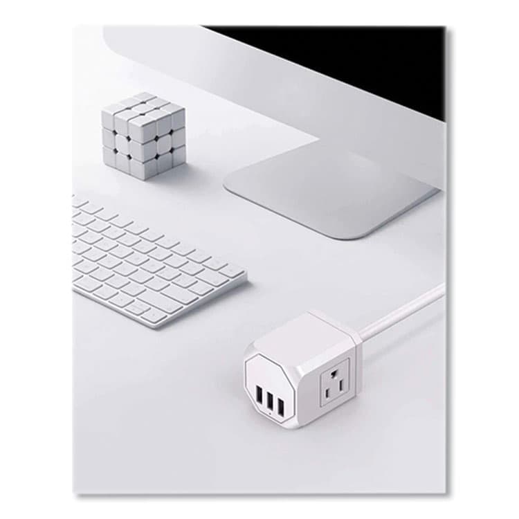 LAX GADGETS 3-Outlet 3-USB Port Surge Protector, 3 AC Outlets/3 USB Ports, 5 ft Cord, White (LXGOUT3X3WH) thumbnail 2