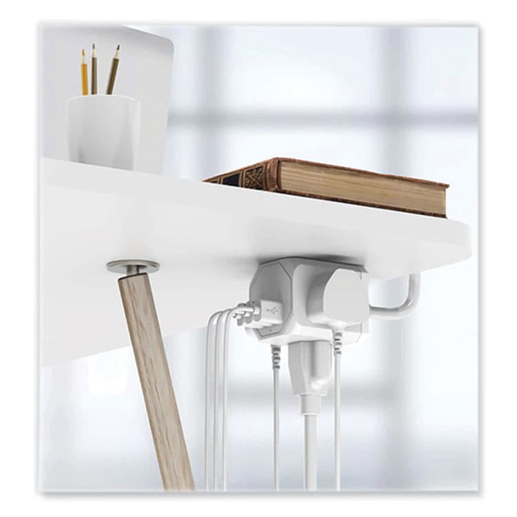 LAX GADGETS 3-Outlet 3-USB Port Surge Protector, 3 AC Outlets/3 USB Ports, 5 ft Cord, White (LXGOUT3X3WH) thumbnail 3