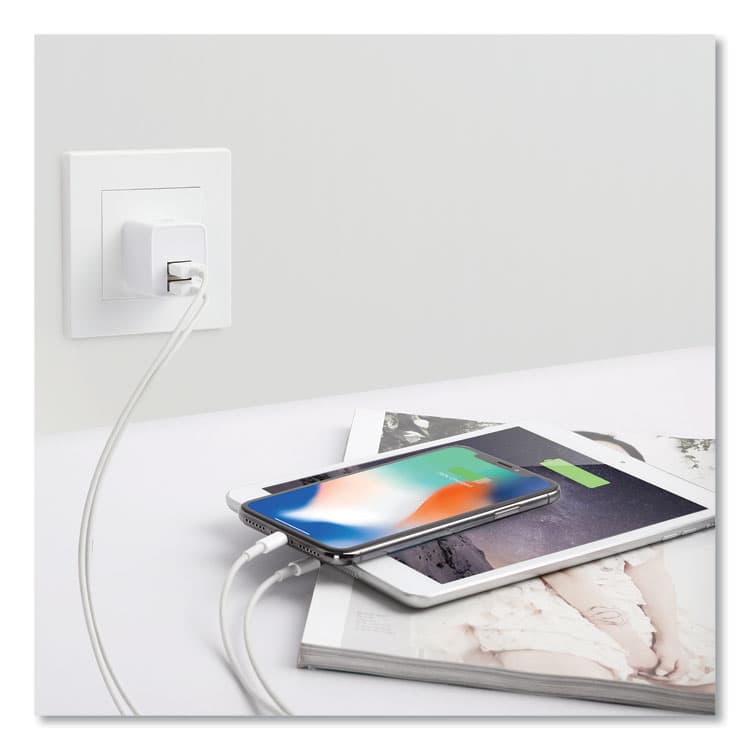 LAX GADGETS Dual USB Port Wall Charger, USB-A Port/USB-C Port, White (LXGWLL2PWHT) thumbnail 2