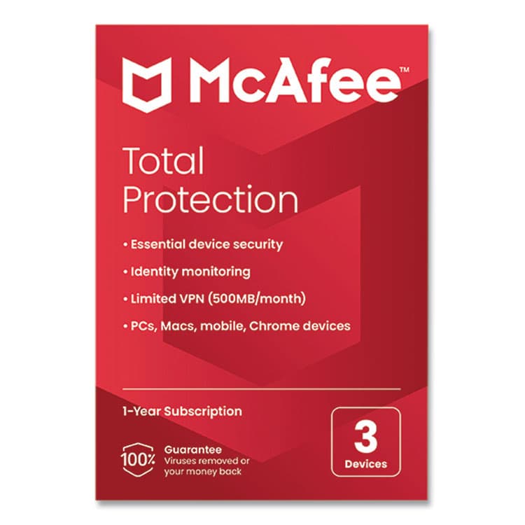 MCAFEE ASSOCIATES Total Protection Software, For 3 Users (MCA21EST3RAAM)