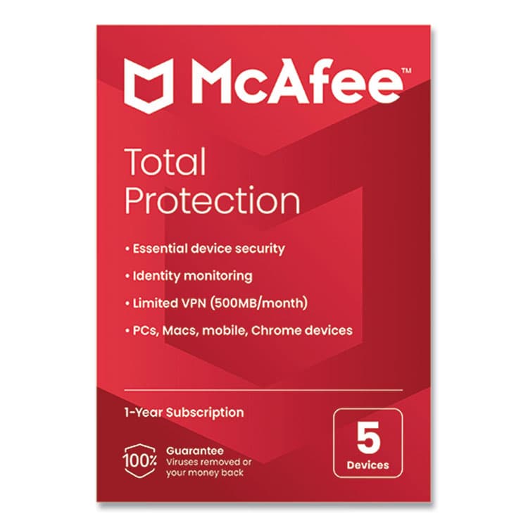 MCAFEE ASSOCIATES Total Protection Software, For 5 Users (MCA21EST5RFLM)