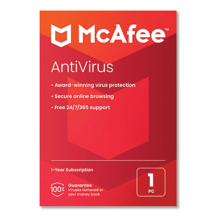 MCAFEE ASSOCIATES AntiVirus Software, For 1 User (MCAMAB21EST1RAA)