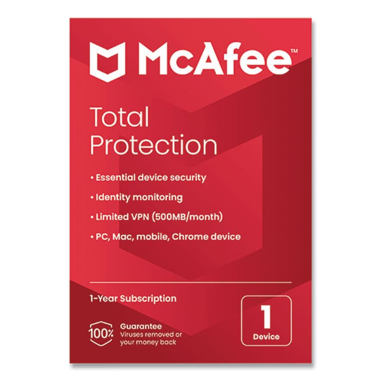MCAFEE ASSOCIATES Total Protection Software, For 1 User (MCAMTP21EST1RAA)