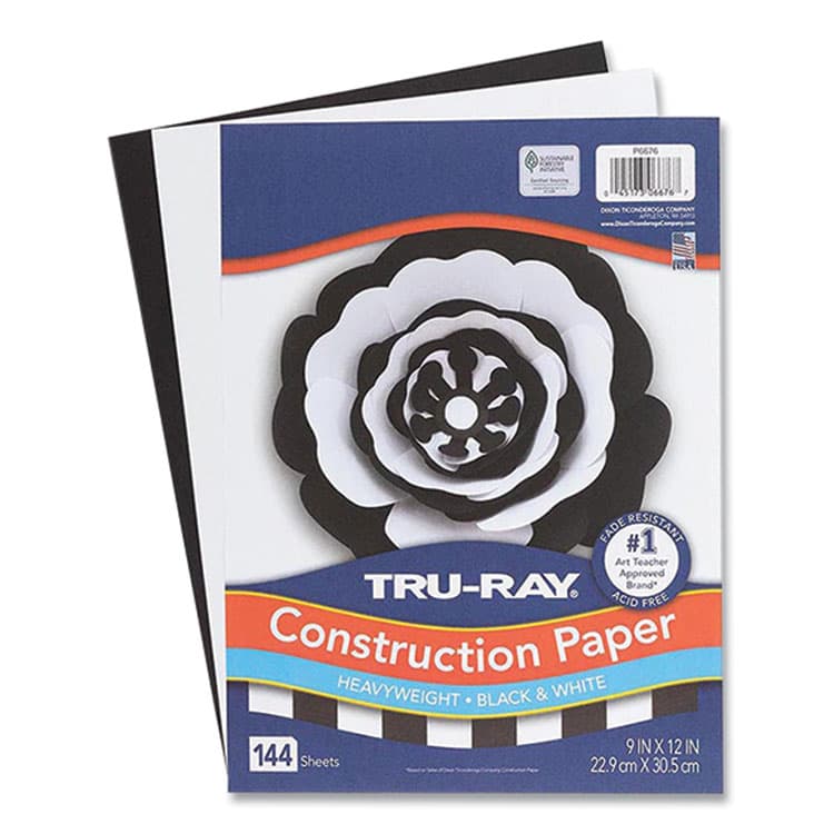 PACON CORPORATION Tru-Ray Construction Paper, 76 lb Text Weight, 9 x 12, Assorted Colors, 144/Pack (PACP6676)