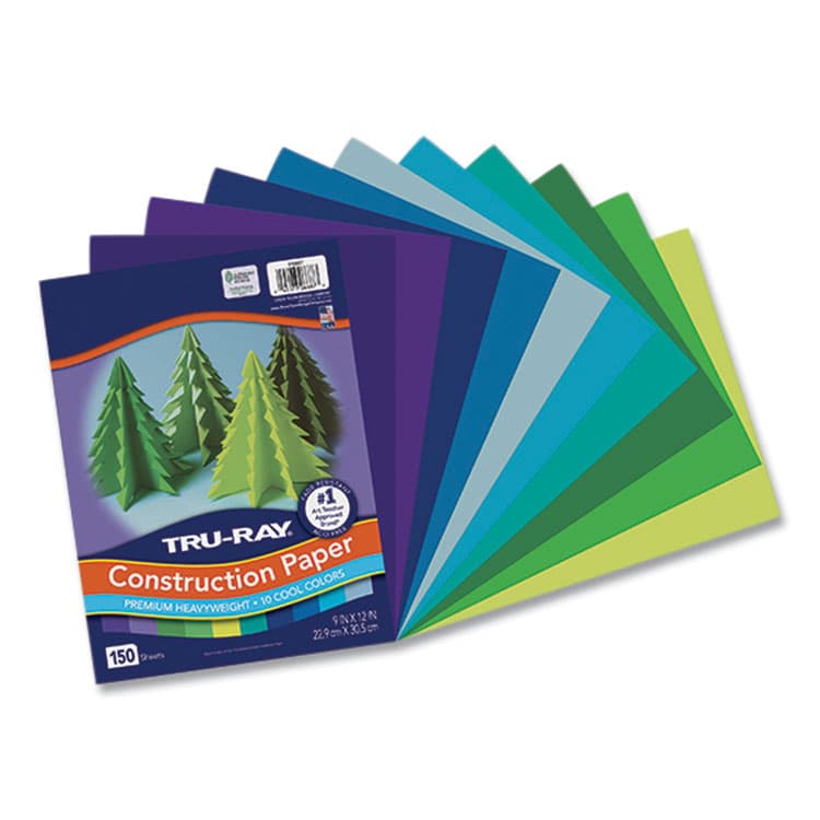 PACON CORPORATION Tru-Ray Construction Paper, 76 lb Text Weight, 9 x 12, Cool Assorted Colors, 150/Pack (PACP6687) thumbnail 2