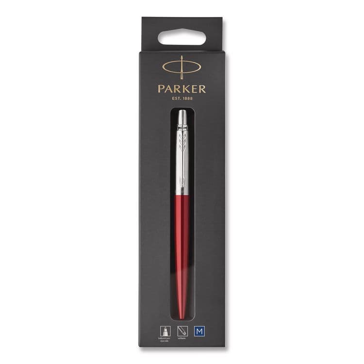 SANFORD Jotter Ballpoint Pen, Retractable, Medium 0.7 mm, Blue Ink, Kensington Red/Chrome Barrel (PAR1953241)