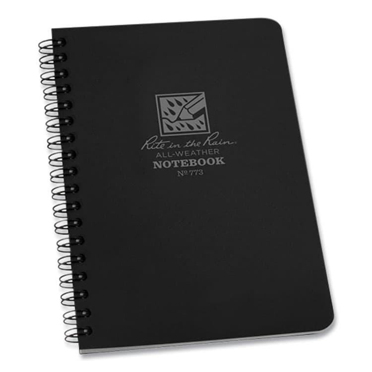 JL DARLING CORPORATION All-Weather Wire-O Notebook, 1-Subject, Universal: Narrow Rule and Quadrille Rule, Black Cover, (32) 7 x 4.63 Sheets (RIR773)