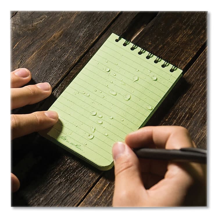 JL DARLING CORPORATION All-Weather Wire-O Notepad, Dark Green Cover, Universal: Narrow Rule and Quadrille Rule (4 sq/in), (50) White 3 x 5 Sheets (RIR935) thumbnail 3
