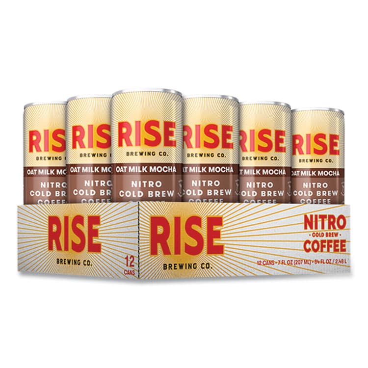 RISE BREWING CO. Nitro Cold Brew Latte, Oat Milk Mocha, 7 oz Can, 12/Carton (RSB00049)