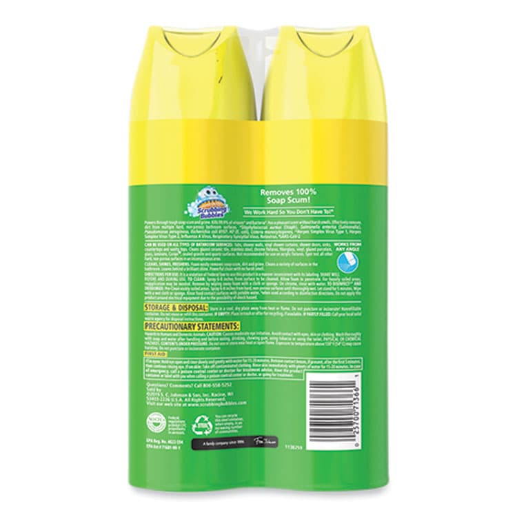 SC JOHNSON Bathroom Disinfectant Grime Fighter Aerosol, Citrus Scent, 20 oz Aerosol Can, 2/Pack (SJN306381) thumbnail 2