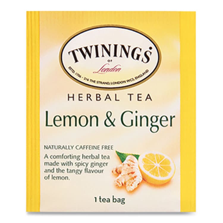 TWININGS NORTH AMERICA Tea Bags, Lemon and Ginger, 2.65 oz, 50/Box (TWG53653) thumbnail 2