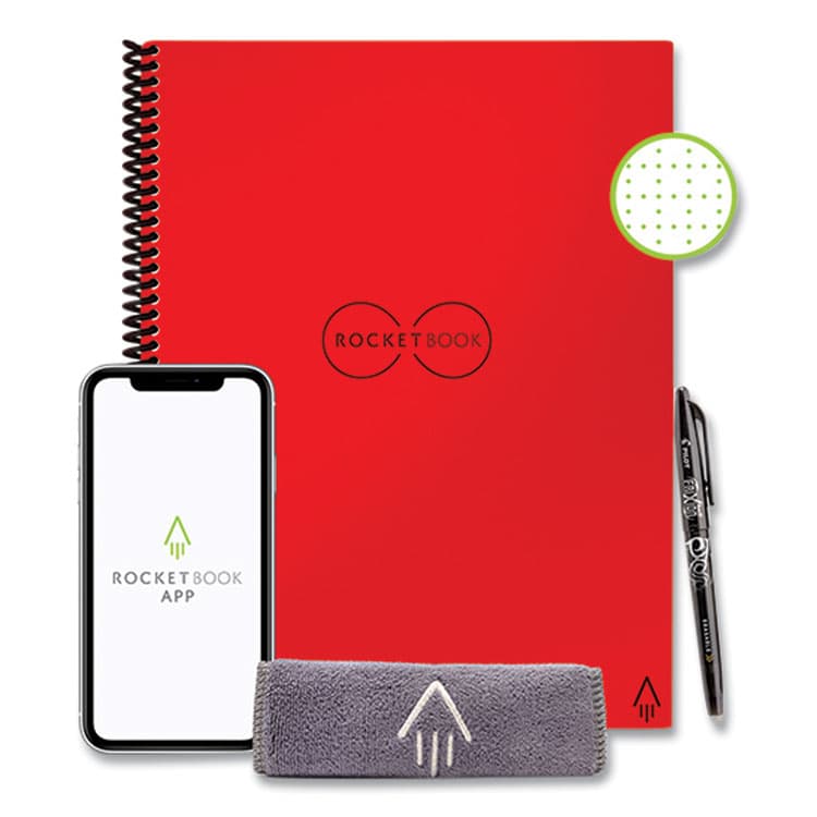 ROCKETBOOK Core Smart Notebook, Dotted Rule (4 sq/in), Red Cover, (16) 11 x 8.5 Sheets (RKBEVRLKCBG) thumbnail 2