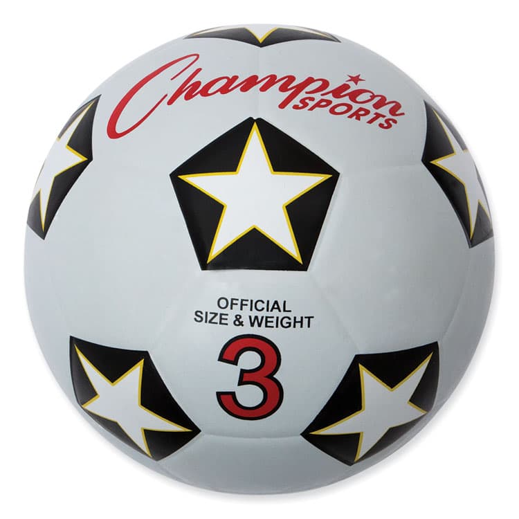 CHAMPION SPORT Rubber Sports Ball, Soccer, No. 3 Size, White/Black (CSISRB3)