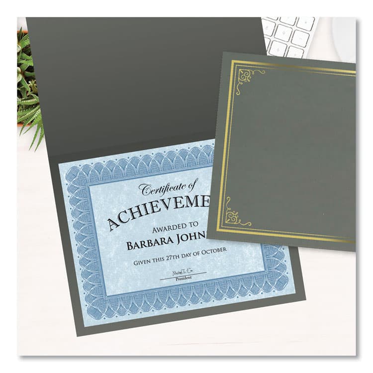 GEOGRAPHICS Certificate/Document Cover, 9.75" x 12.5", Gray With Gold Foil, 5/Pack (GEO49114) thumbnail 2