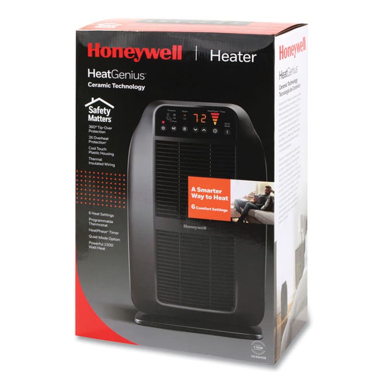 HONEYWELL ENVIRONMENTAL Heat Genius Ceramic Portable Heater, 1,575 W, 5.6 x 10.2 x 17.3, Black (HWLHCE840B) thumbnail 4