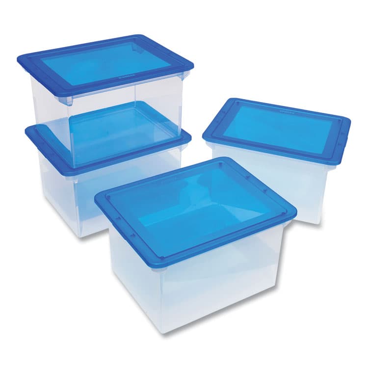 STOREX Tote with Comfort Edges, Letter/Legal Files, 13.9" x 18.3" x 10.6", Blue/Clear, 4/Carton (STX61508U04C) thumbnail 2