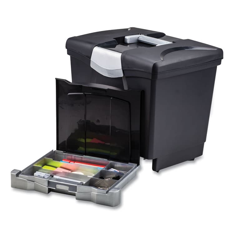 STOREX File Box with Tray, Letter, 11.5" x 14.3" x 13", Black, 2/Carton (STX61523U02C) thumbnail 3